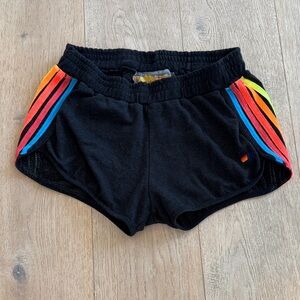 Aviator Nation Black Women's Shorts with Rainbow Stripes size large